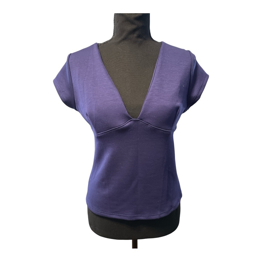 Gaze Royal Blue Deep V Neck Y2K Streetwear Indie Baby Tee Top NWT Large - Picture 1 of 4